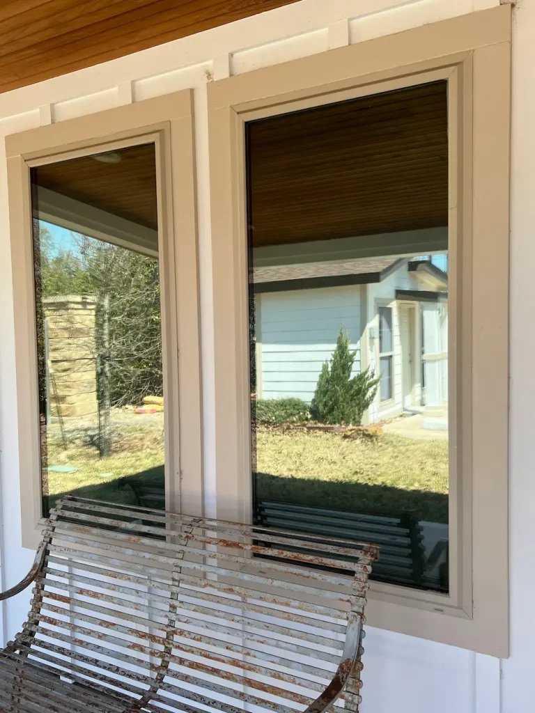 Residential windows with tinted film viewed from inside a home in Pflugerville