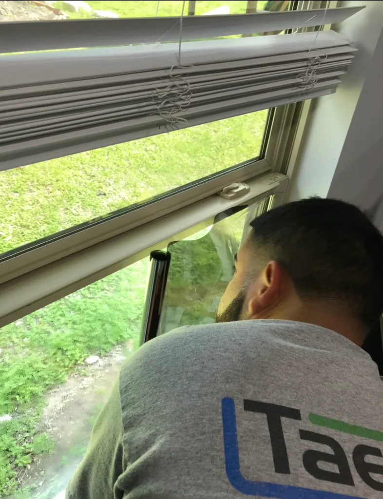 Residential window tint viewed from inside a Pflugerville home